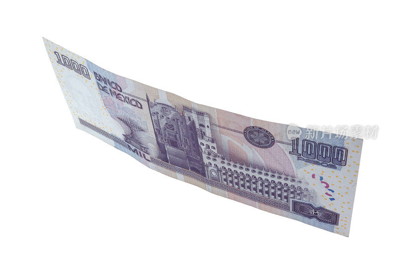 货币- 1000比索纸币-背面上视图